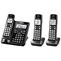 PANASONIC Cordless Phone System with Answering Machine, One-Touch Call Block, Enhanced Noise Reduction, Talking Caller ID and Intercom Voice Paging - 3 Handsets - KX-TGF543B (Black) - GreatFurnitureDeal