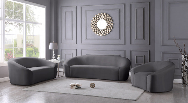 Meridian Furniture - Riley Velvet Chair in Grey - 610Grey-C - GreatFurnitureDeal