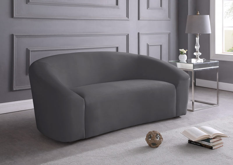 Meridian Furniture - Riley Velvet Loveseat in Grey - 610Grey-L - GreatFurnitureDeal