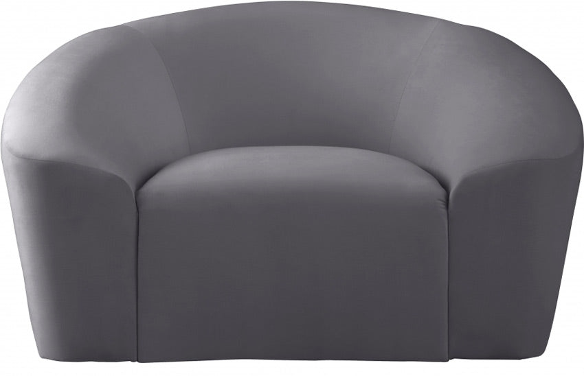 Meridian Furniture - Riley Velvet Chair in Grey - 610Grey-C - GreatFurnitureDeal