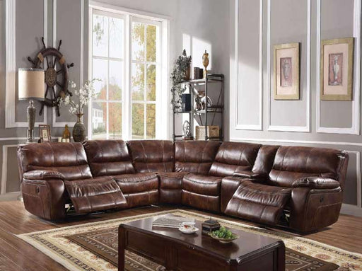 Acme Furniture - Brax 2 Tone Brown Leather Gel Power Reclining Sectional - 52070 - GreatFurnitureDeal