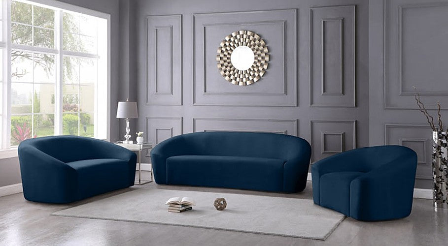 Meridian Furniture - Riley Velvet Loveseat in Navy - 610Navy-L - GreatFurnitureDeal