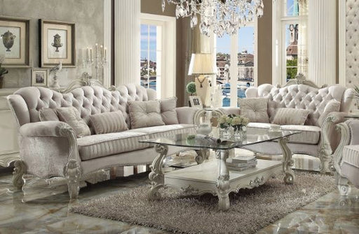Acme Furniture - Versailles Ivory Velvet & Bone White 2 Piece Living Room Set - 52105-06