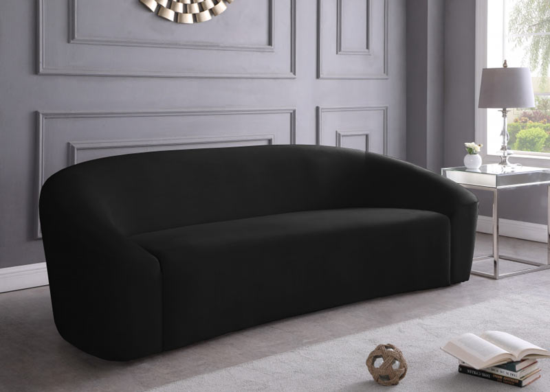 Meridian Furniture - Riley Velvet Sofa in Black - 610Black-S - GreatFurnitureDeal