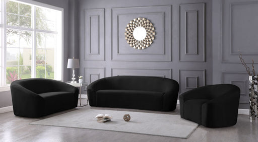 Meridian Furniture - Riley Velvet Loveseat in Black - 610Black-L - GreatFurnitureDeal