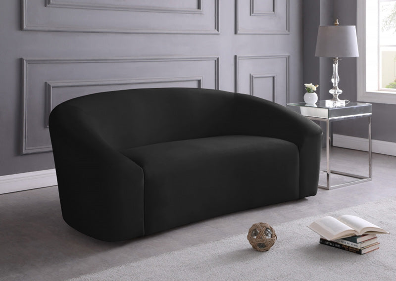 Meridian Furniture - Riley Velvet Loveseat in Black - 610Black-L - GreatFurnitureDeal