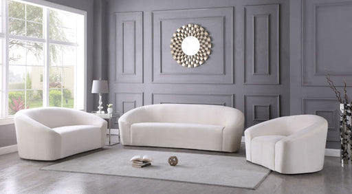 Meridian Furniture - Riley Velvet Loveseat in Cream - 610Cream-L - GreatFurnitureDeal