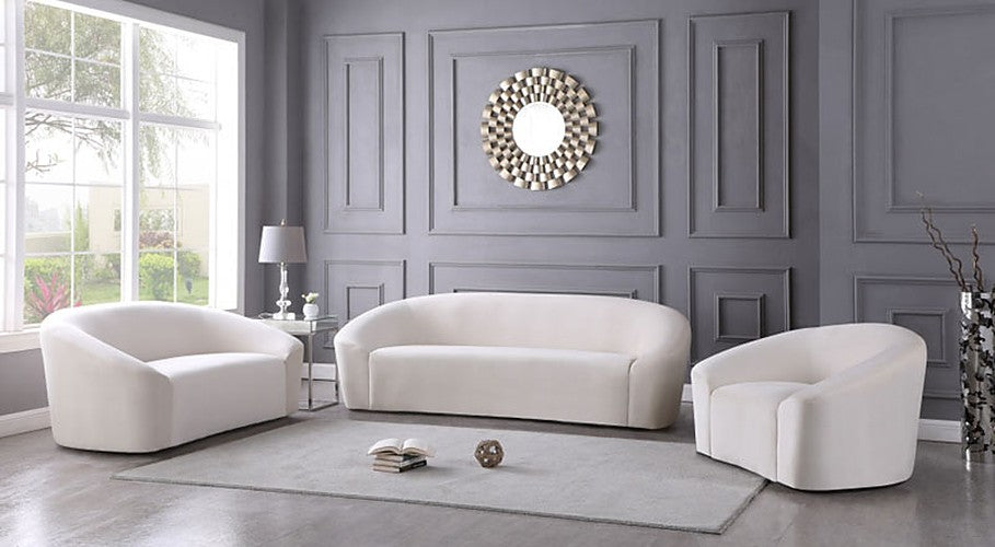 Meridian Furniture - Riley Velvet Loveseat in Cream - 610Cream-L - GreatFurnitureDeal