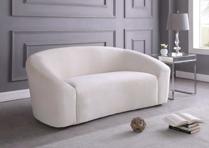 Meridian Furniture - Riley Velvet Loveseat in Cream - 610Cream-L - GreatFurnitureDeal