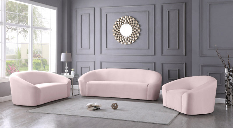 Meridian Furniture - Riley Velvet Sofa in Pink - 610Pink-S - GreatFurnitureDeal