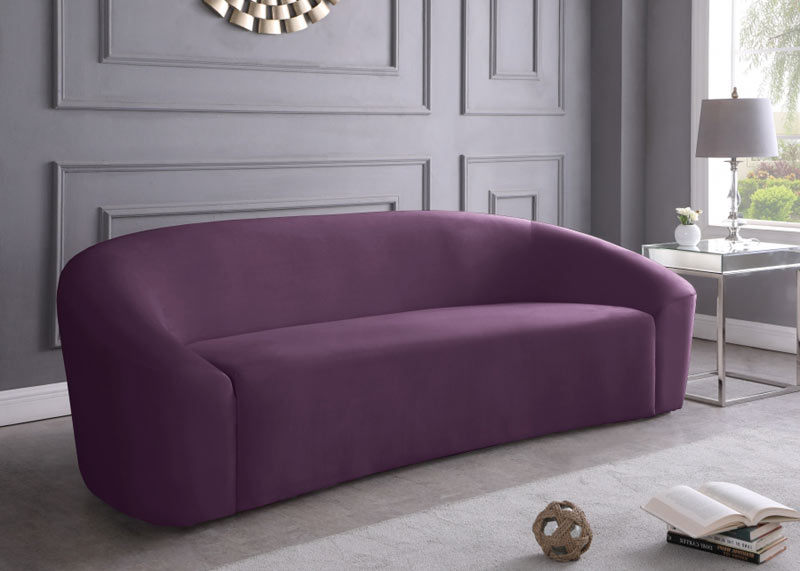 Meridian Furniture - Riley Velvet Sofa in Purple - 610Purple-S - GreatFurnitureDeal