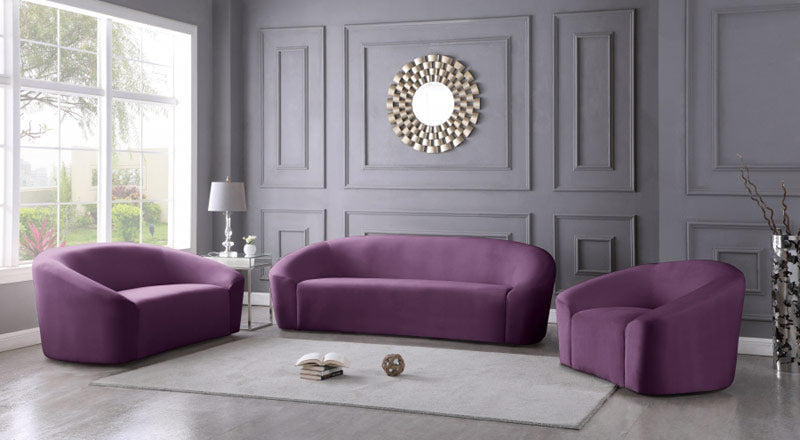 Meridian Furniture - Riley Velvet Loveseat in Purple - 610Purple-L - GreatFurnitureDeal