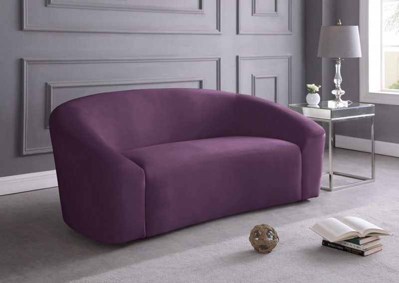 Meridian Furniture - Riley Velvet Loveseat in Purple - 610Purple-L - GreatFurnitureDeal