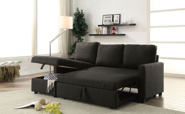 Acme Furniture - Hiltons Charcoal Linen 2 Piece Sectional Sofa Set - 52300 - GreatFurnitureDeal