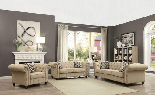 Acme Furniture - Aurelia Sofa w-2 Pillows in Beige - 52420 - GreatFurnitureDeal