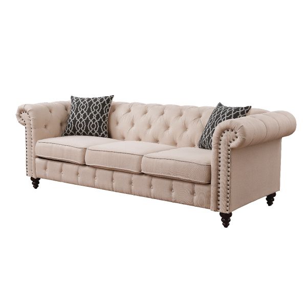 Acme Furniture - Aurelia Sofa w-2 Pillows in Beige - 52420