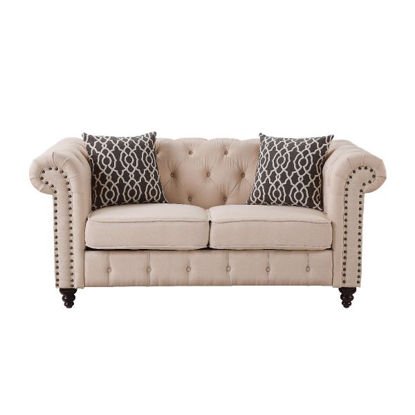 Acme Furniture - Aurelia Loveseat w-2 Pillows in Beige - 52421