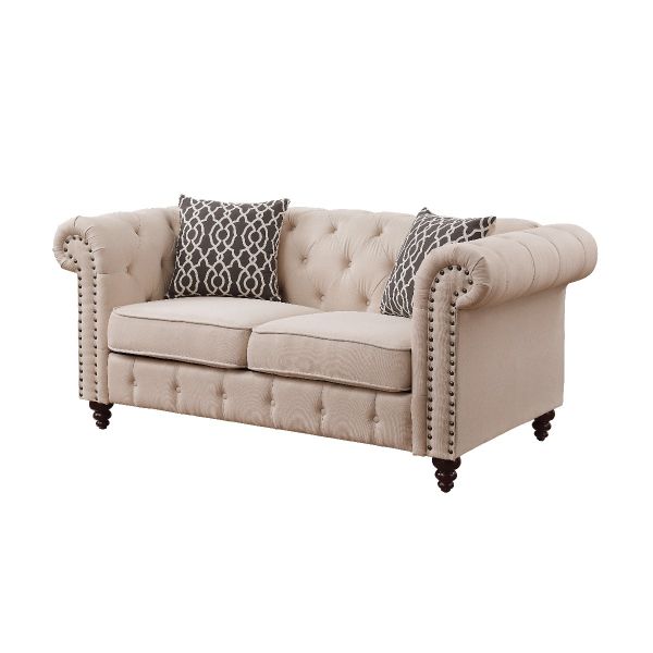 Acme Furniture - Aurelia Loveseat w-2 Pillows in Beige - 52421