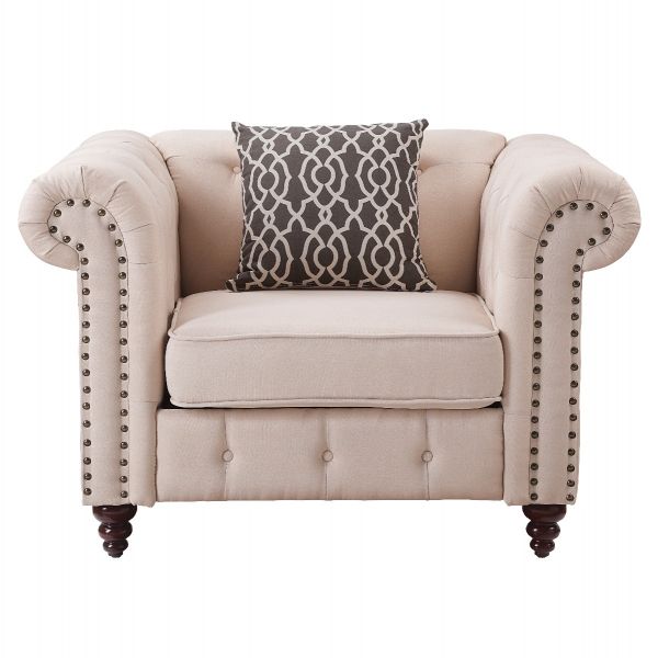 Acme Furniture - Aurelia Chair & 1 Pillow in Beige - 52422