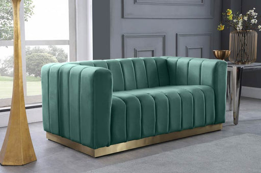Meridian Furniture - Marlon Velvet Loveseat in Mint - 603Mint-L - GreatFurnitureDeal