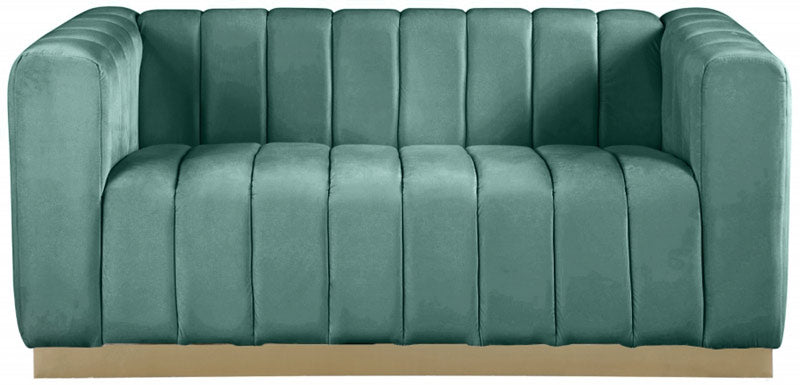Meridian Furniture - Marlon Velvet Loveseat in Mint - 603Mint-L - GreatFurnitureDeal