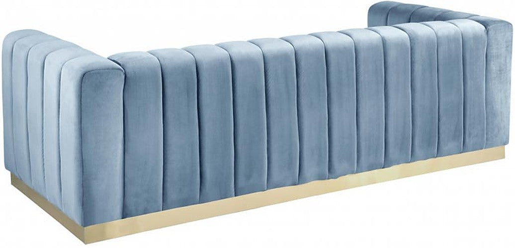 Meridian Furniture - Marlon Velvet Sofa in Sky Blue - 603SkyBlu-S - GreatFurnitureDeal