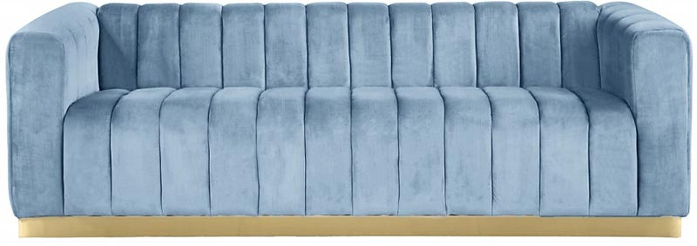 Meridian Furniture - Marlon Velvet Sofa in Sky Blue - 603SkyBlu-S - GreatFurnitureDeal
