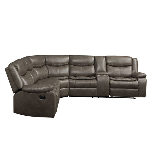 Acme Furniture - Tavin Sectional Sofa (Motion), Taupe Leather-Aire Match - 52540 - GreatFurnitureDeal