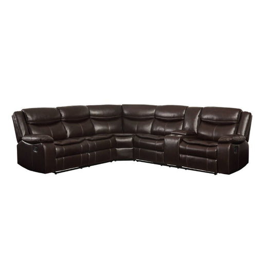Acme Furniture - Tavin Sectional Sofa (Motion), Espresso Leather-Aire Match - 52545 - GreatFurnitureDeal