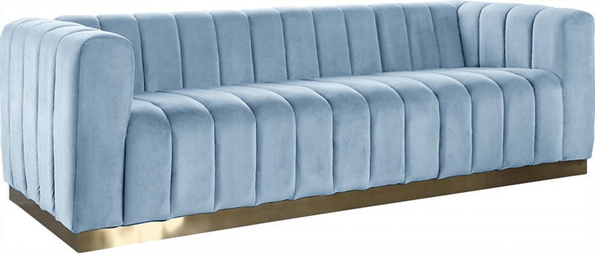 Meridian Furniture - Marlon Velvet Sofa in Sky Blue - 603SkyBlu-S - GreatFurnitureDeal