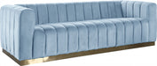 Meridian Furniture - Marlon Velvet Sofa in Sky Blue - 603SkyBlu-S - GreatFurnitureDeal