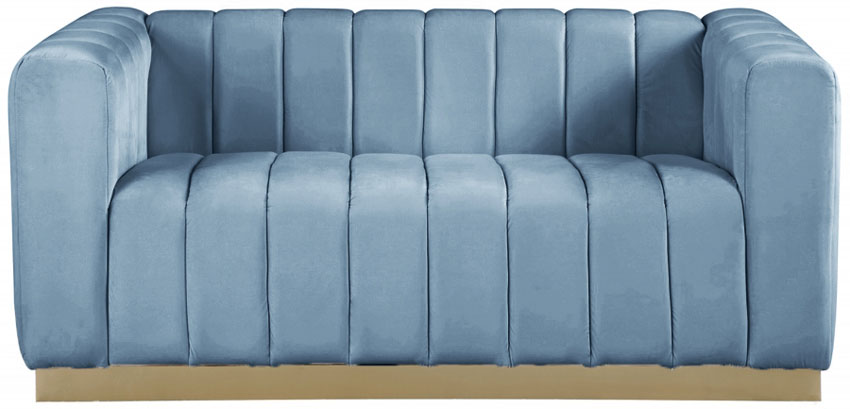 Meridian Furniture - Marlon Velvet Loveseat in Sky Blue - 603SkyBlu-L - GreatFurnitureDeal