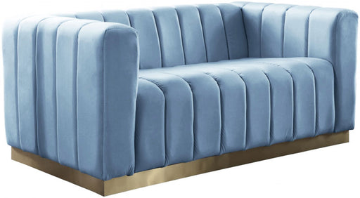 Meridian Furniture - Marlon Velvet Loveseat in Sky Blue - 603SkyBlu-L - GreatFurnitureDeal