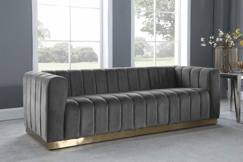 Meridian Furniture - Marlon 3 Piece Living Room Set in Grey - 603Grey-S-3SET - GreatFurnitureDeal