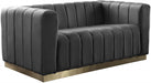 Meridian Furniture - Marlon Velvet Loveseat in Grey - 603Grey-L - GreatFurnitureDeal