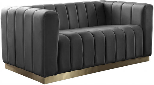 Meridian Furniture - Marlon Velvet Loveseat in Grey - 603Grey-L - GreatFurnitureDeal