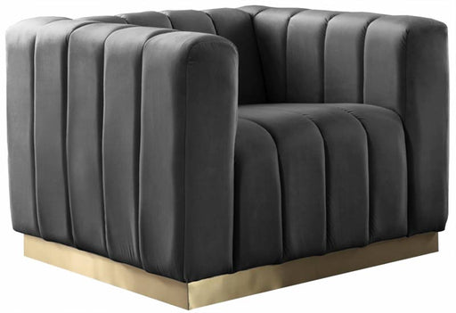 Meridian Furniture - Marlon Velvet Chair in Grey - 603Grey-C - GreatFurnitureDeal