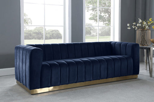 Meridian Furniture - Marlon Velvet Sofa in Navy - 603Navy-S - GreatFurnitureDeal
