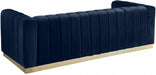 Meridian Furniture - Marlon Velvet Sofa in Navy - 603Navy-S - GreatFurnitureDeal