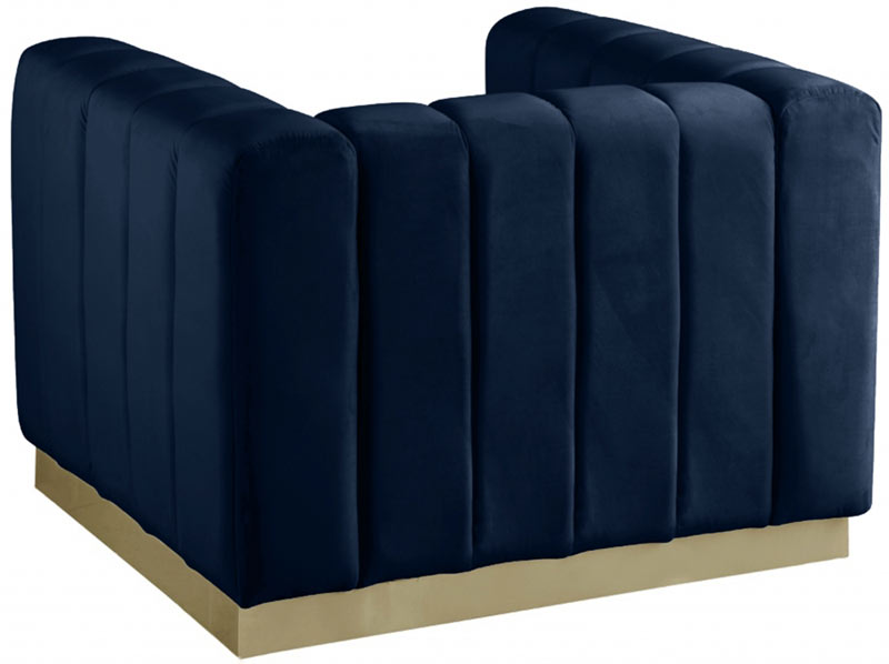 Meridian Furniture - Marlon Velvet Chair in Navy - 603Navy-C - GreatFurnitureDeal
