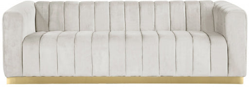Meridian Furniture - Marlon Velvet Sofa in Cream - 603Cream-S - GreatFurnitureDeal