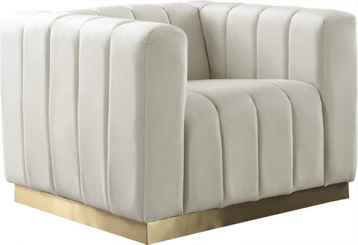 Meridian Furniture - Marlon Velvet Chair in Cream - 603Cream-C - GreatFurnitureDeal