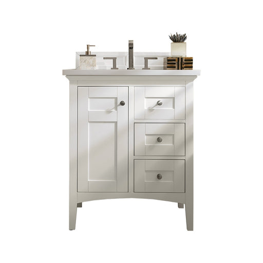 James Martin Furniture - Palisades 30" Single Vanity, Bright White with 3 CM Carrara Marble Top - 527-V30-BW-3CAR - GreatFurnitureDeal