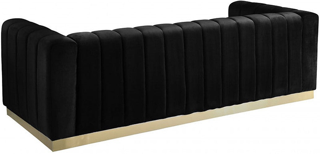 Meridian Furniture - Marlon Velvet Sofa in Black - 603Black-S - GreatFurnitureDeal