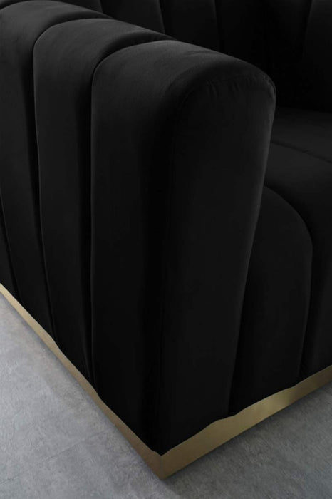 Meridian Furniture - Marlon Velvet Sofa in Black - 603Black-S - GreatFurnitureDeal