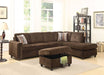 Acme Furniture - Belville Chocolate Velvet Reversible Pillows Sectional with Ottoman - 52700-52703 - GreatFurnitureDeal