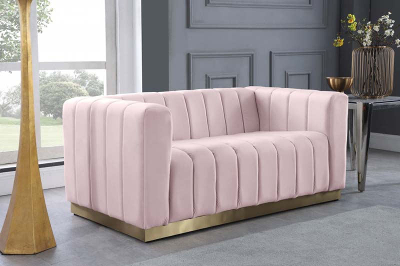 Meridian Furniture - Marlon 3 Piece Living Room Set in Pink - 603Pink-S-3SET - GreatFurnitureDeal