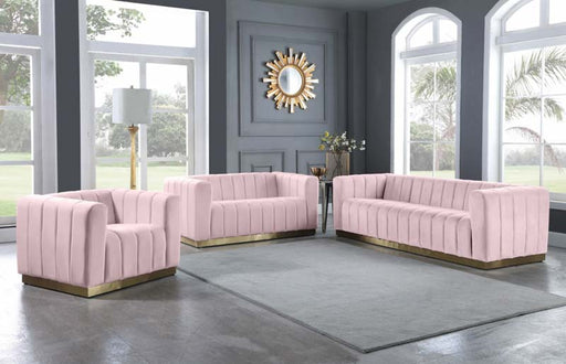 Meridian Furniture - Marlon 3 Piece Living Room Set in Pink - 603Pink-S-3SET - GreatFurnitureDeal