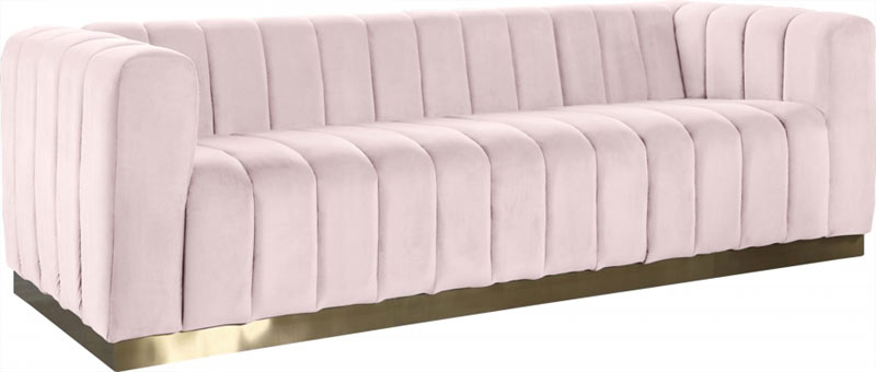 Meridian Furniture - Marlon Velvet Sofa in Pink - 603Pink-S - GreatFurnitureDeal