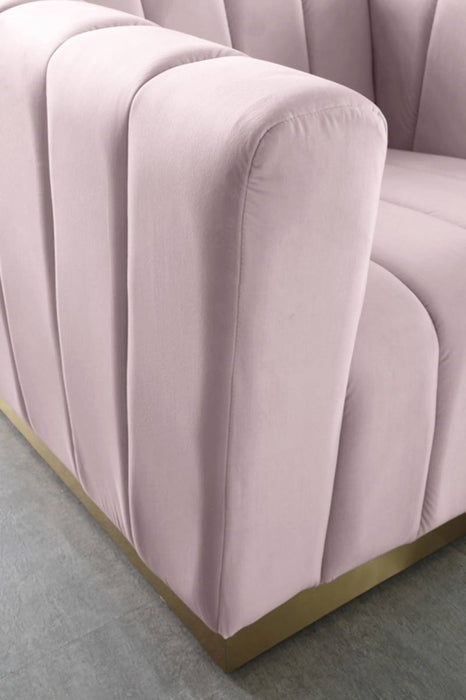 Meridian Furniture - Marlon Velvet Loveseat in Pink - 603Pink-L - GreatFurnitureDeal
